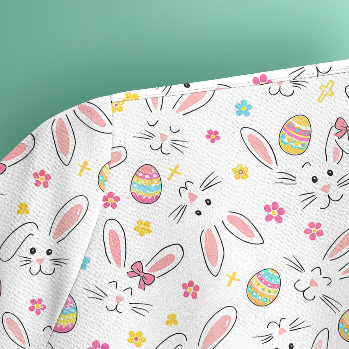 Bunny Faces Pastel Egg Nurse Scrub Top - Easter Gift