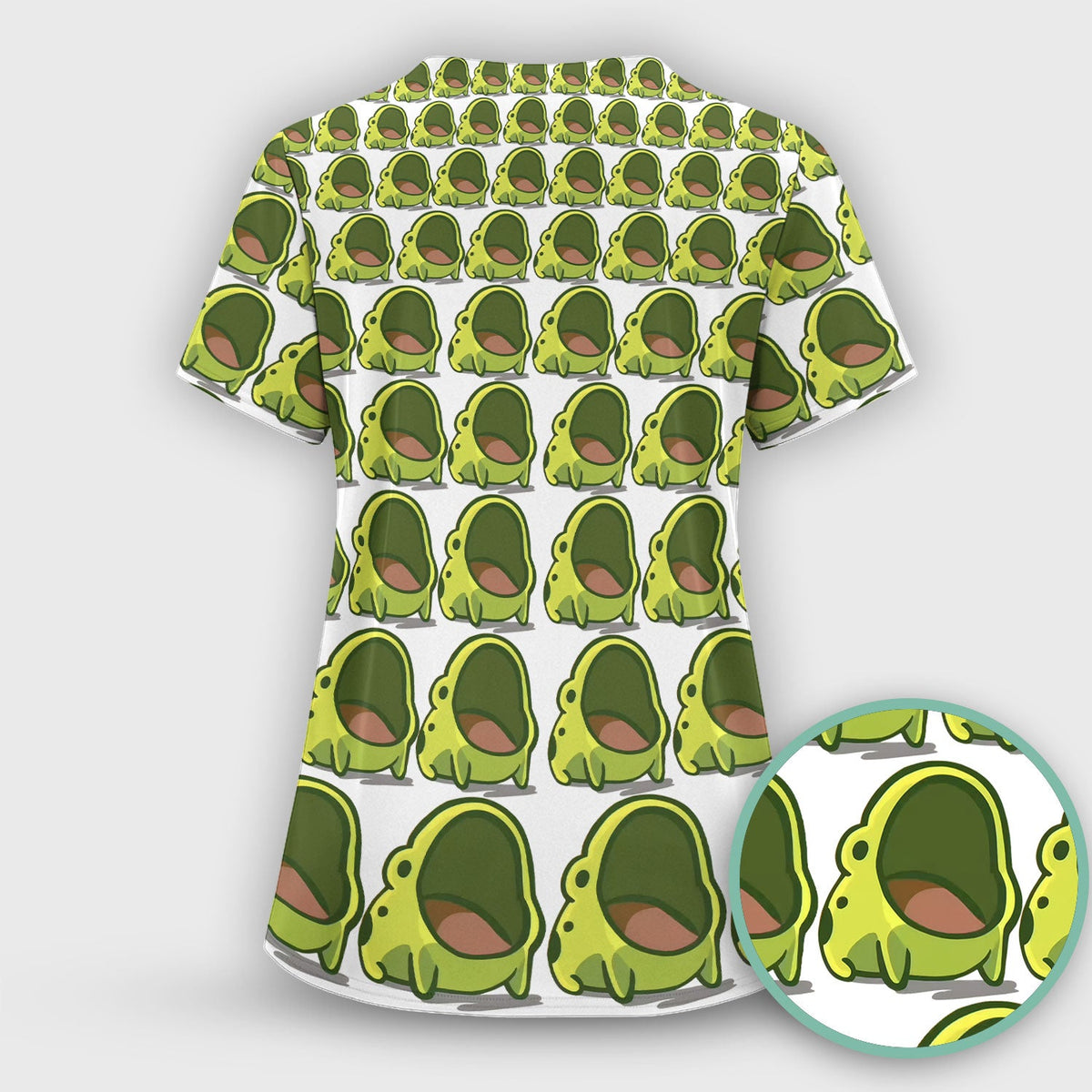 Green Frog Cartoon Nurse Scrub Set