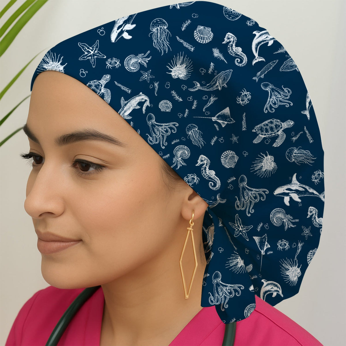 Marine Sea Life Scrub Cap