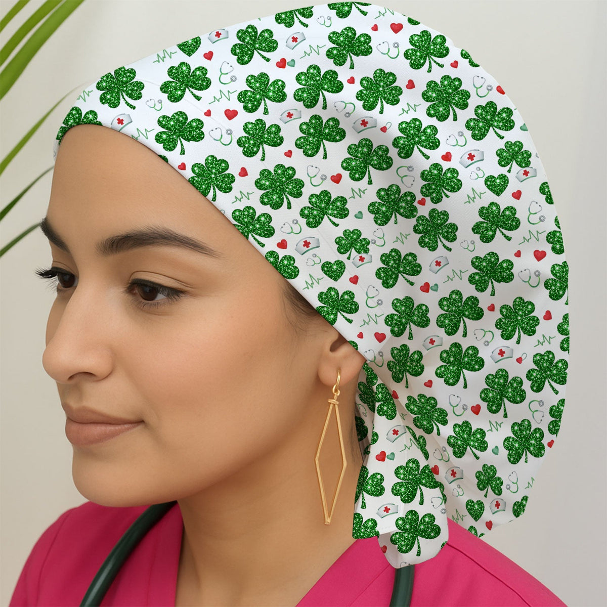 St Patrick Clover Scrub Cap