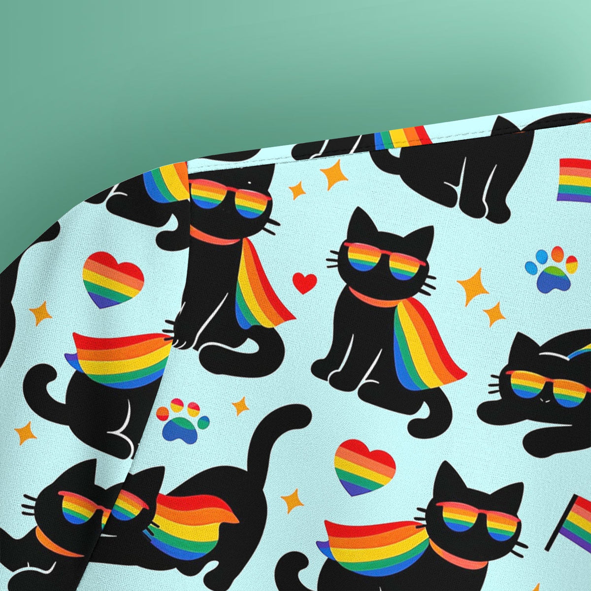 Rainbow Black Cat Pride Nurse Scrub Top