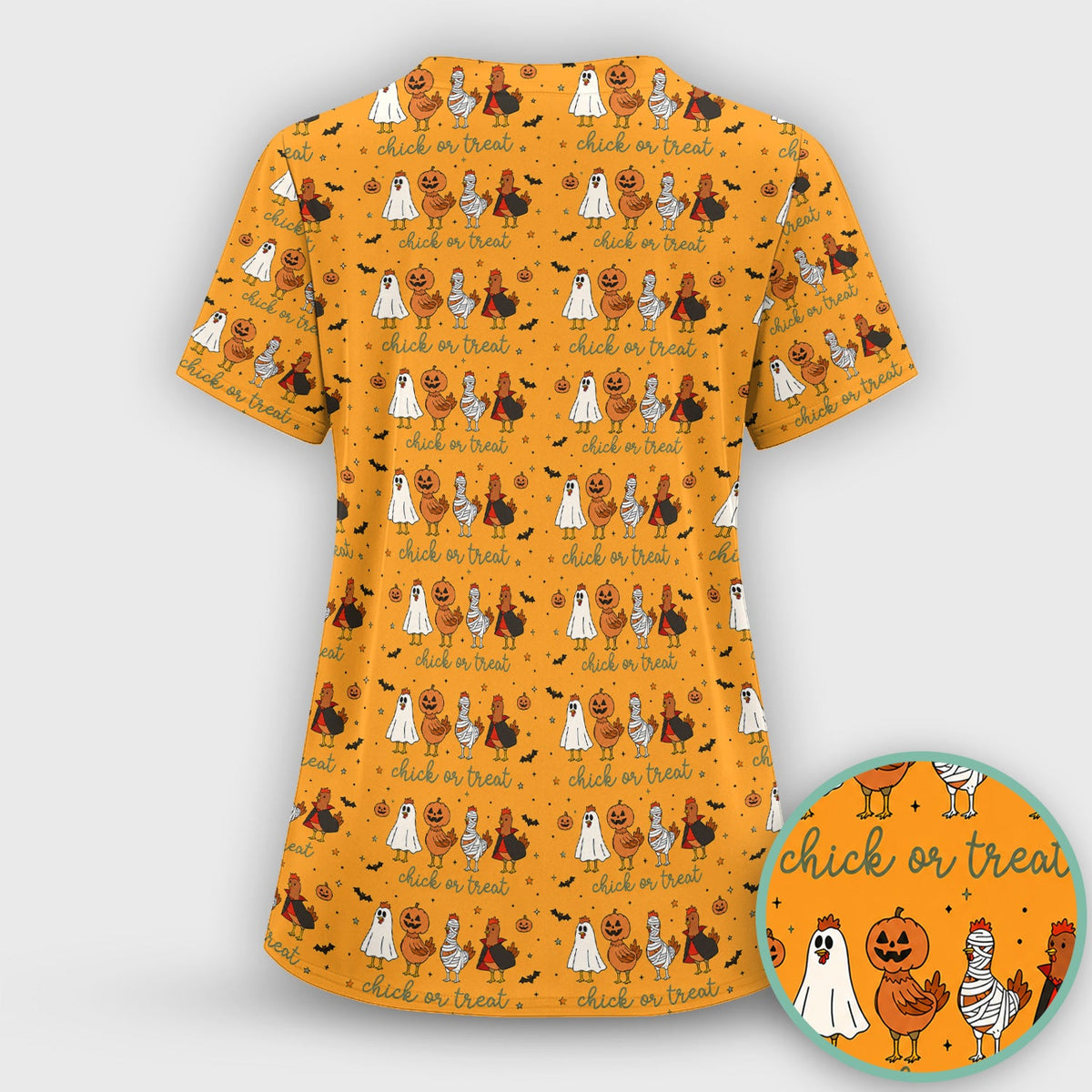 Chick Or Treat Nurse Scrub Top - Halloween Gift