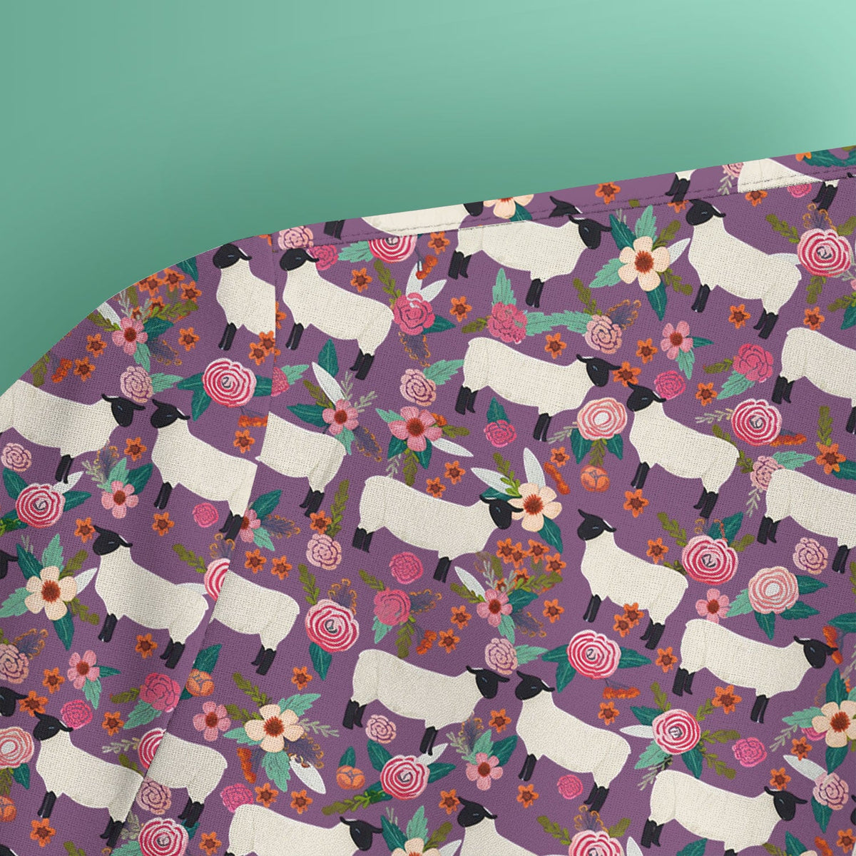 Sheep Floral Meadow Nurse Scrub Top
