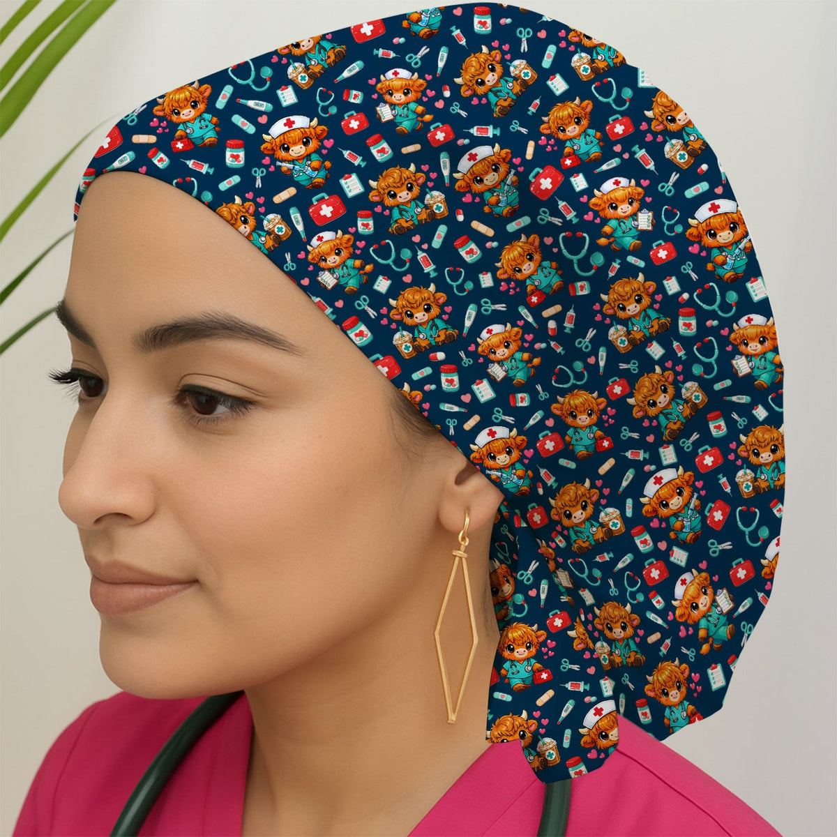 Kawaii Highland Cow Scrub Cap