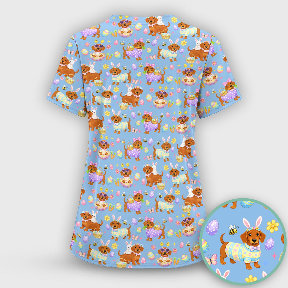Easter Dachshund Nurse Scrub Top