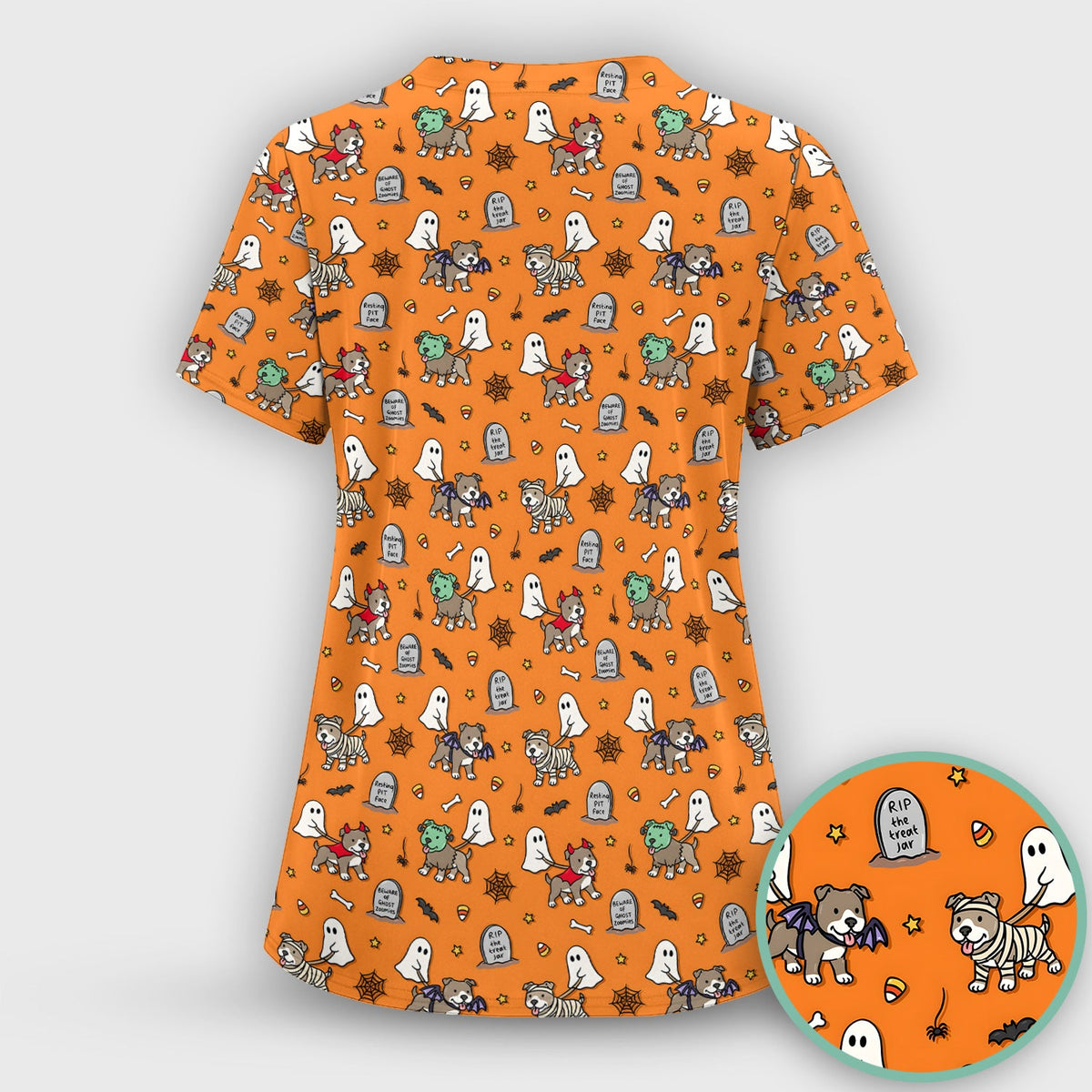 Halloween Pit Bull Costume Nurse Scrub Top