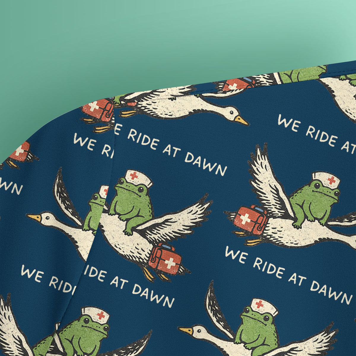 Frog Riding Goose Nurse Scrub Top