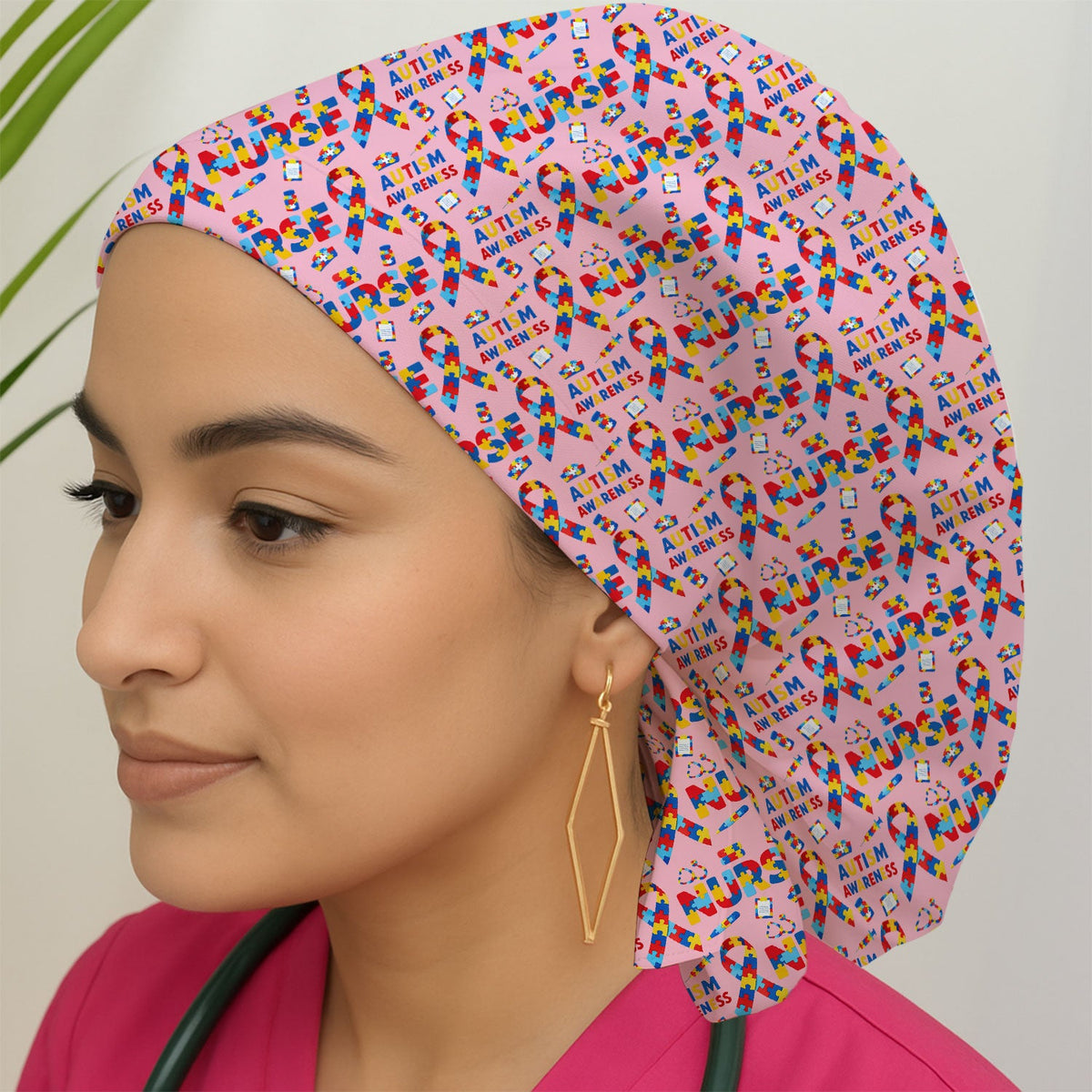 Autism Awareness Puzzle Ribbon Scrub Cap