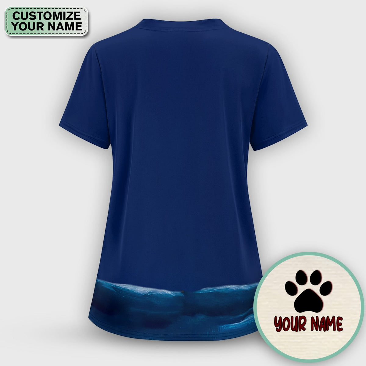 Personalized Cat Wine Glass Knife Nurse Scrub Top