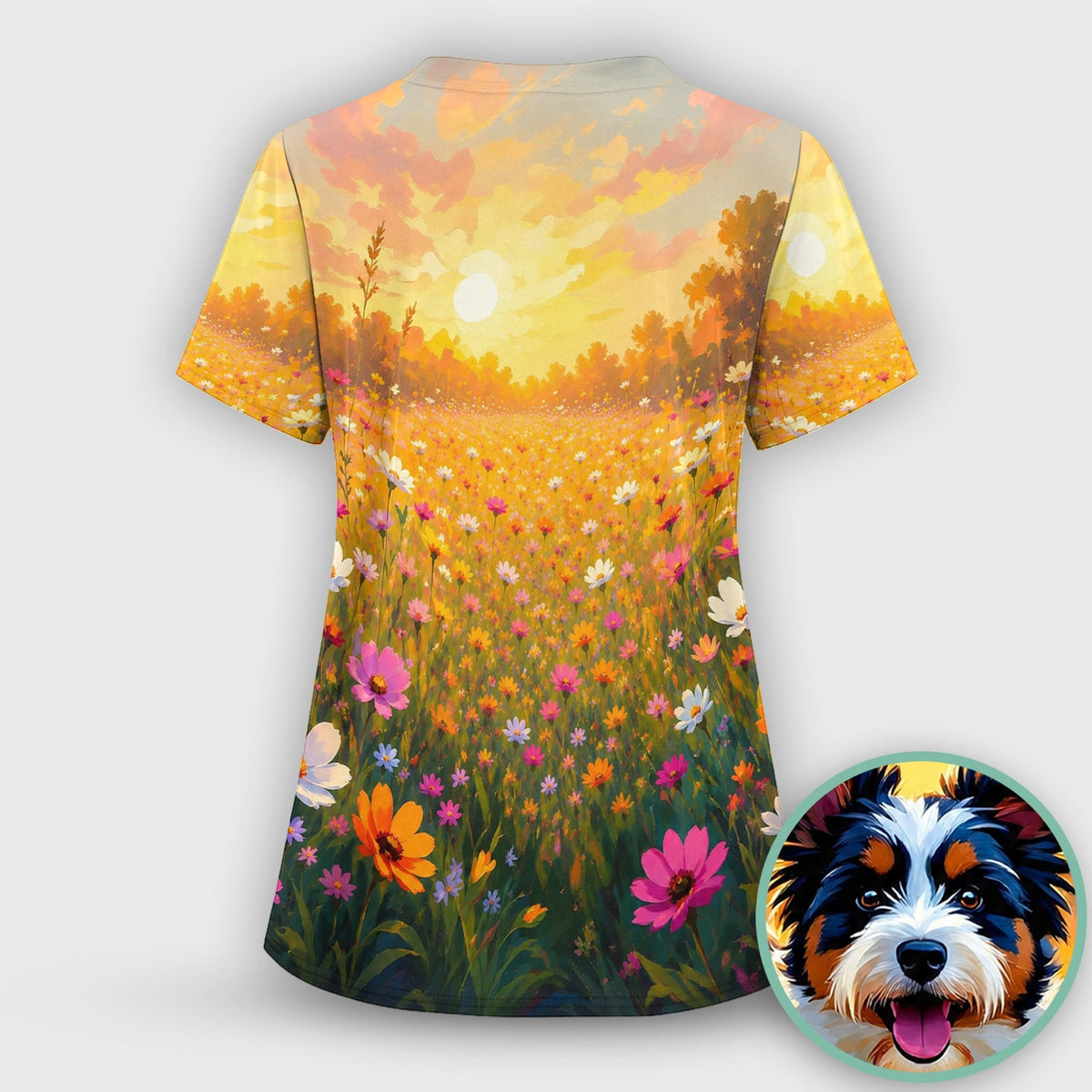 Floral Meadow Dog Nurse Scrub Set