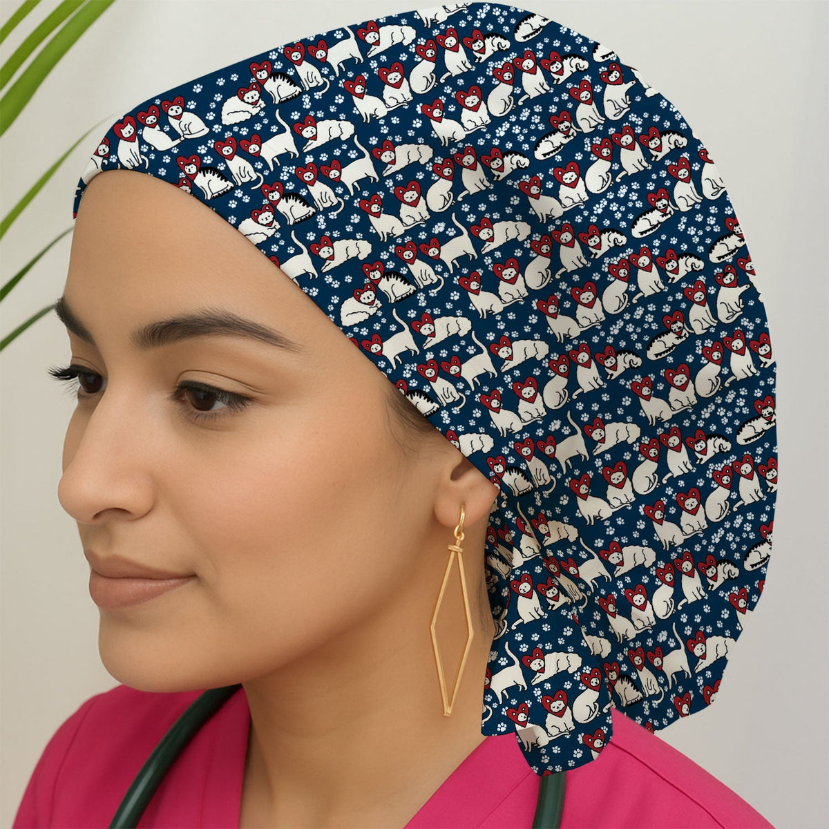 Cat Heart Scrub Cap