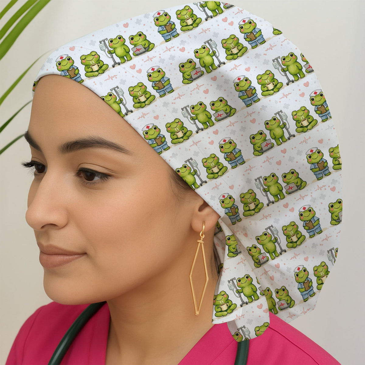 Adorable Frog Various Poses Scrub Cap