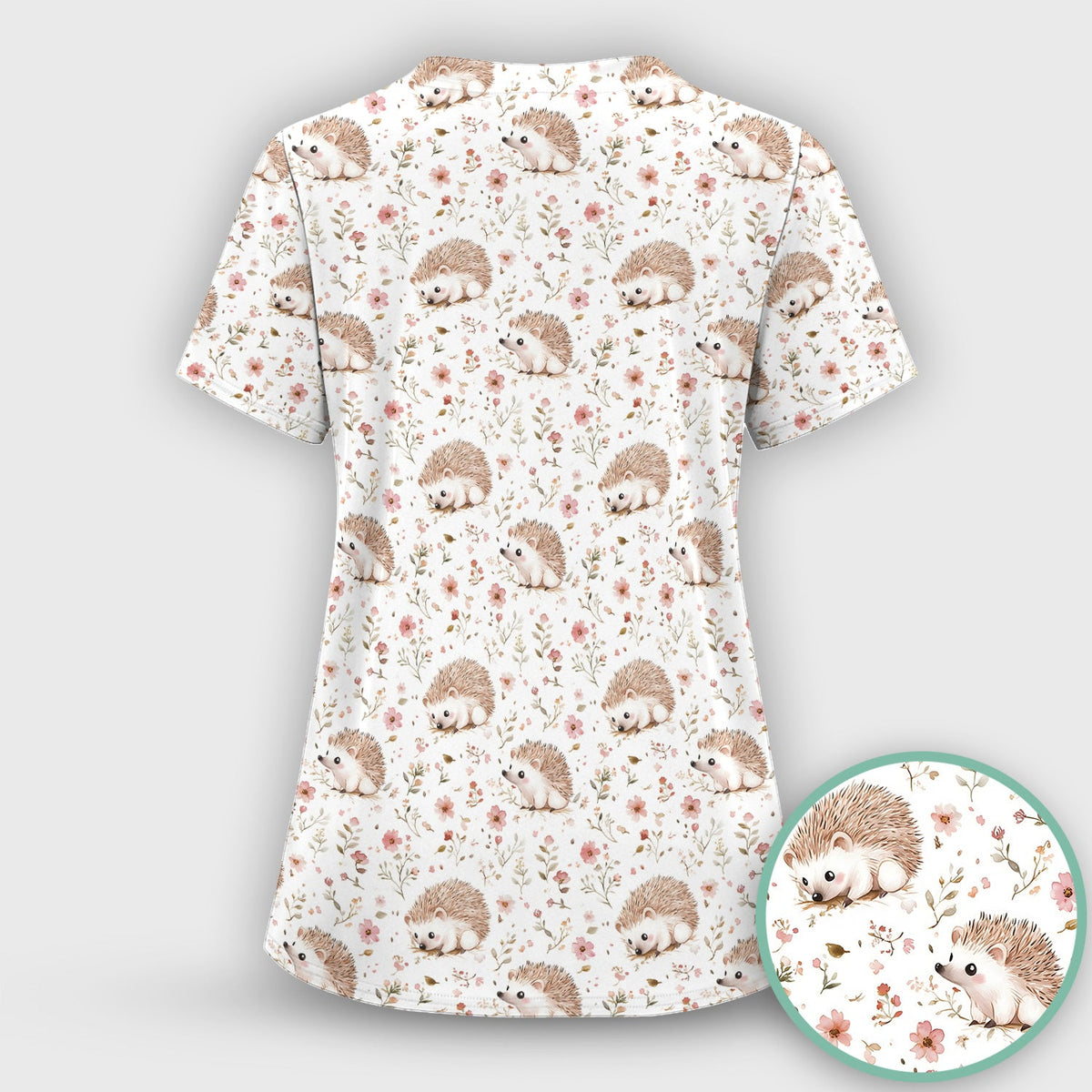 Hedgehog Wildflower Garden Nurse Scrub Set