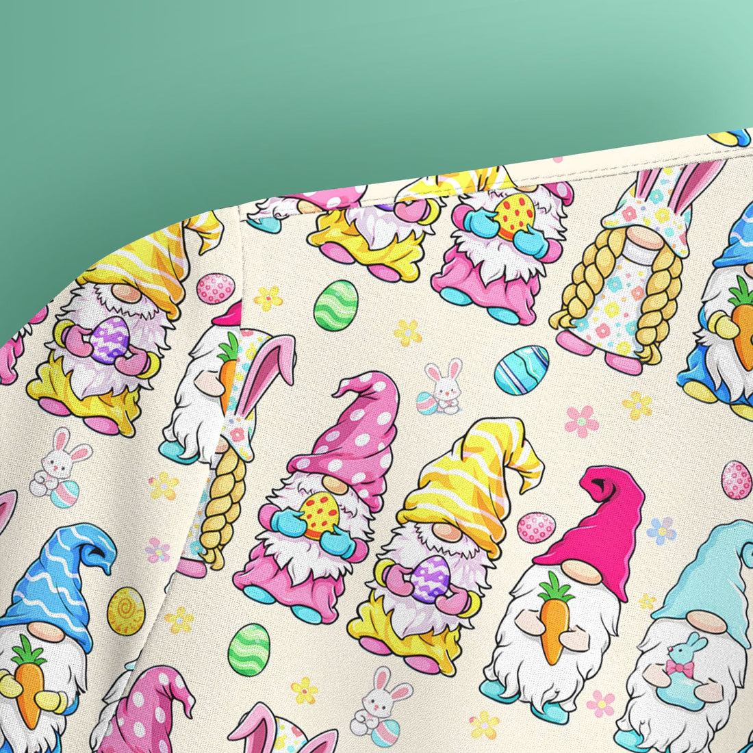 Colorful Easter Gnome Bunny Eggs Nurse Scrub Top