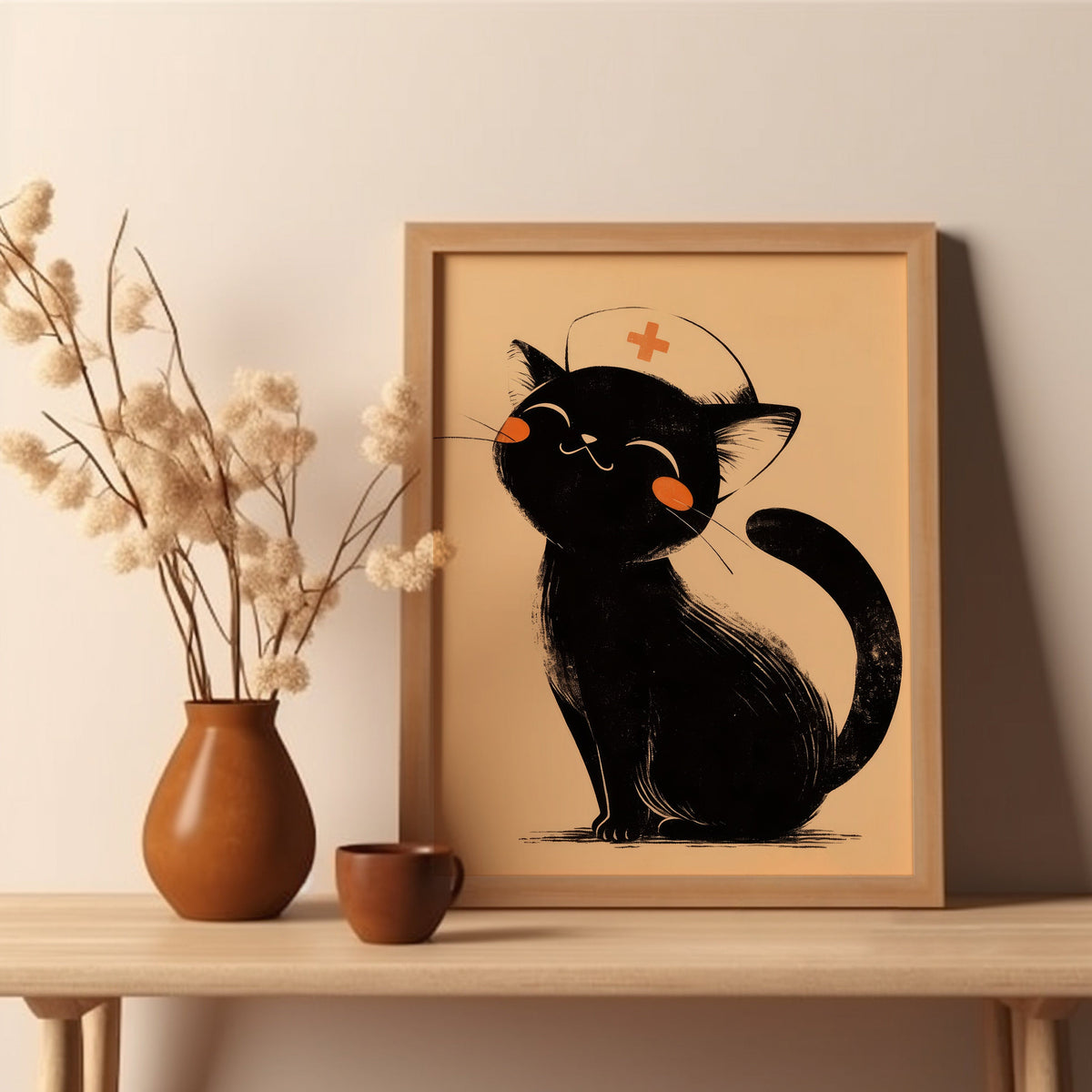 Black Cat Nurse Canvas