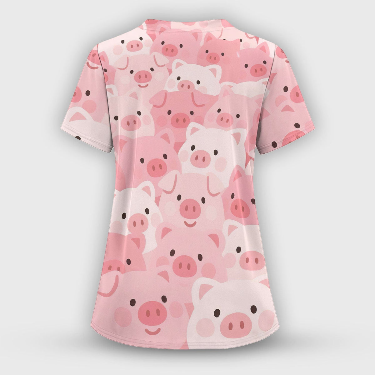 Cute Pig Nursing Scrub Top, Comfortable Scrubs For Nurses