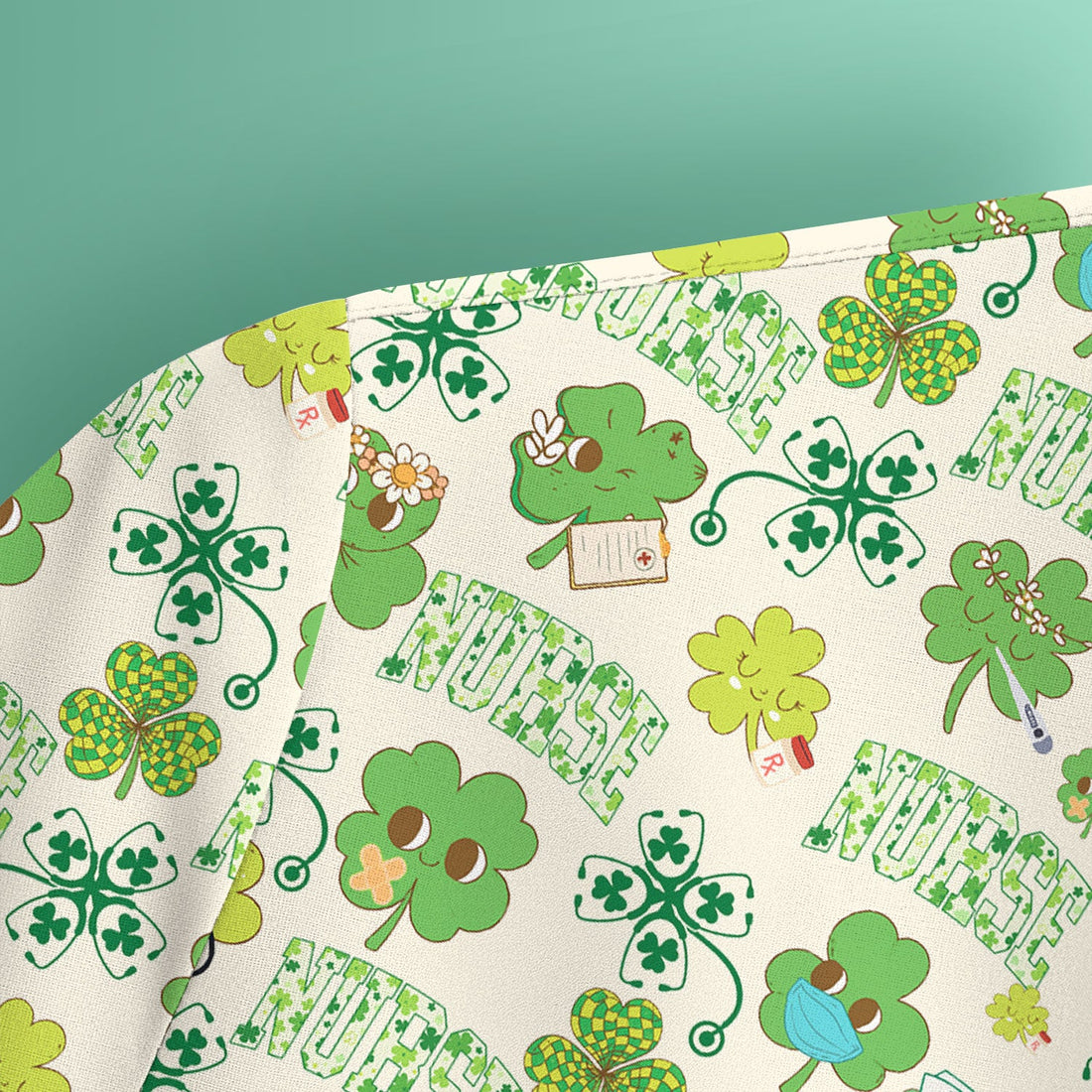 Lucky Shamrock Nurse Scrub Top - St Patricks Day Gift