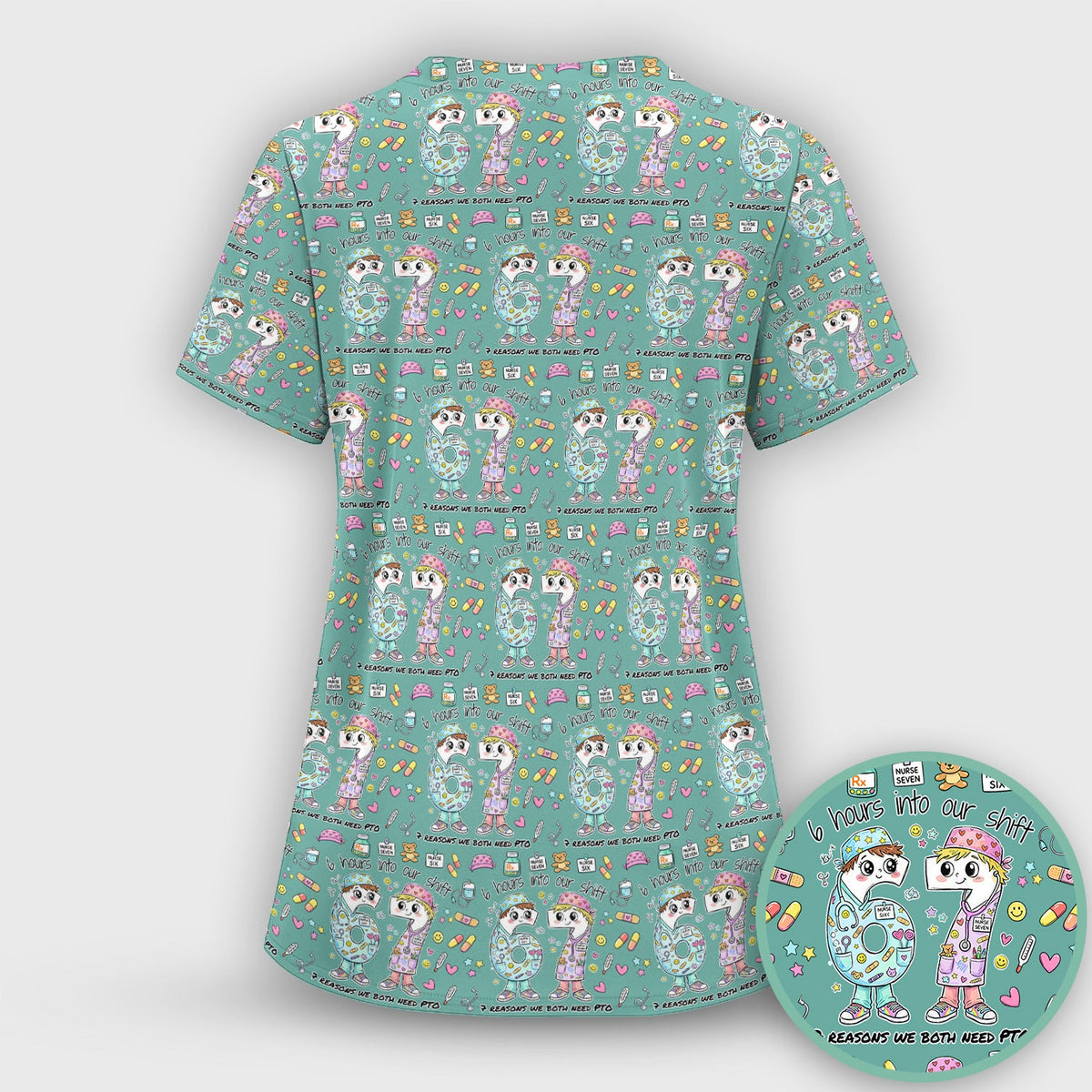 Six Hours Into Shift Beige Nurse Scrub Set