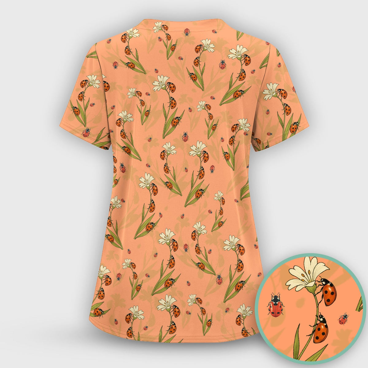Fresh Daisy Ladybug Garden Nurse Scrub Top