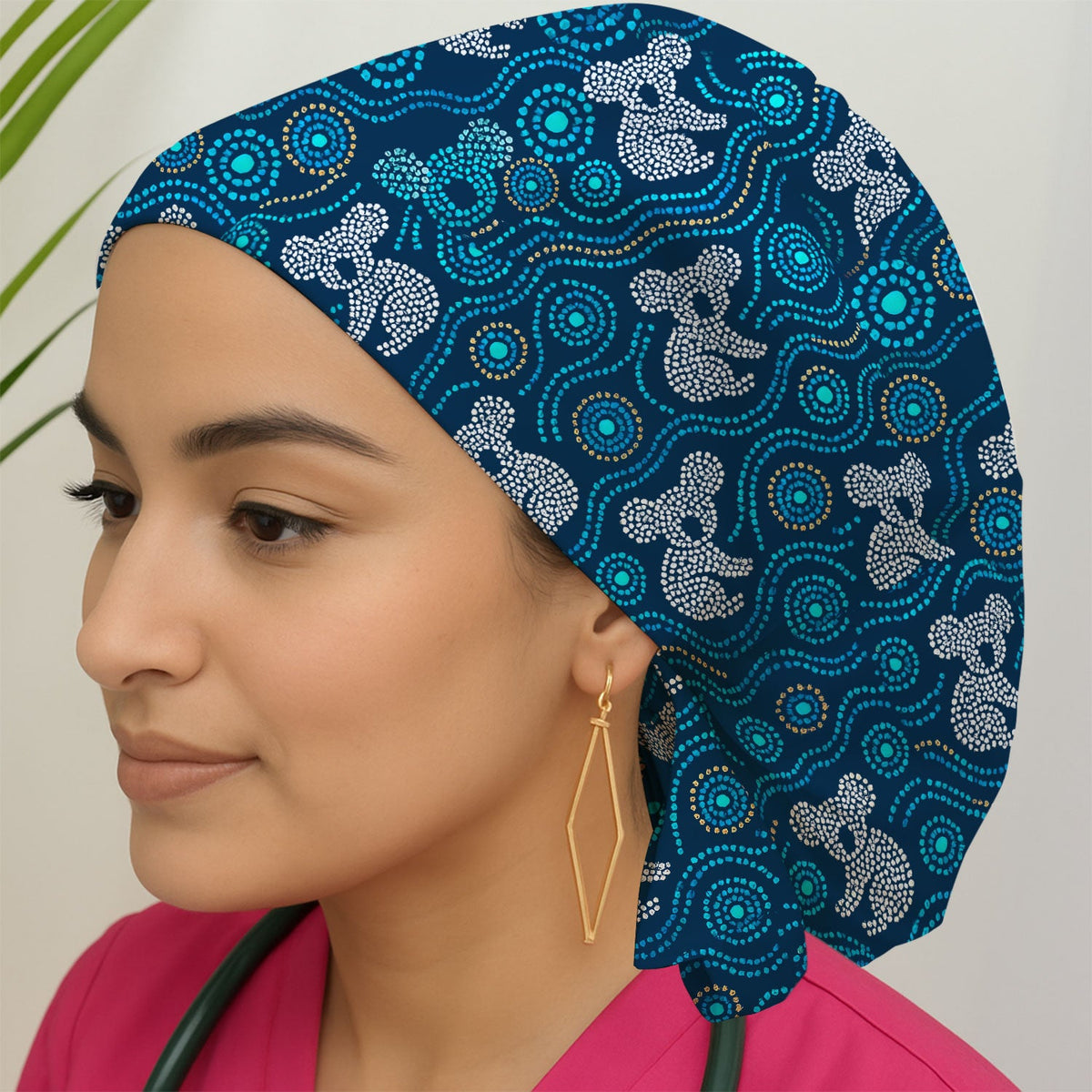 Australian Koala Aboriginal Dot Art Scrub Cap