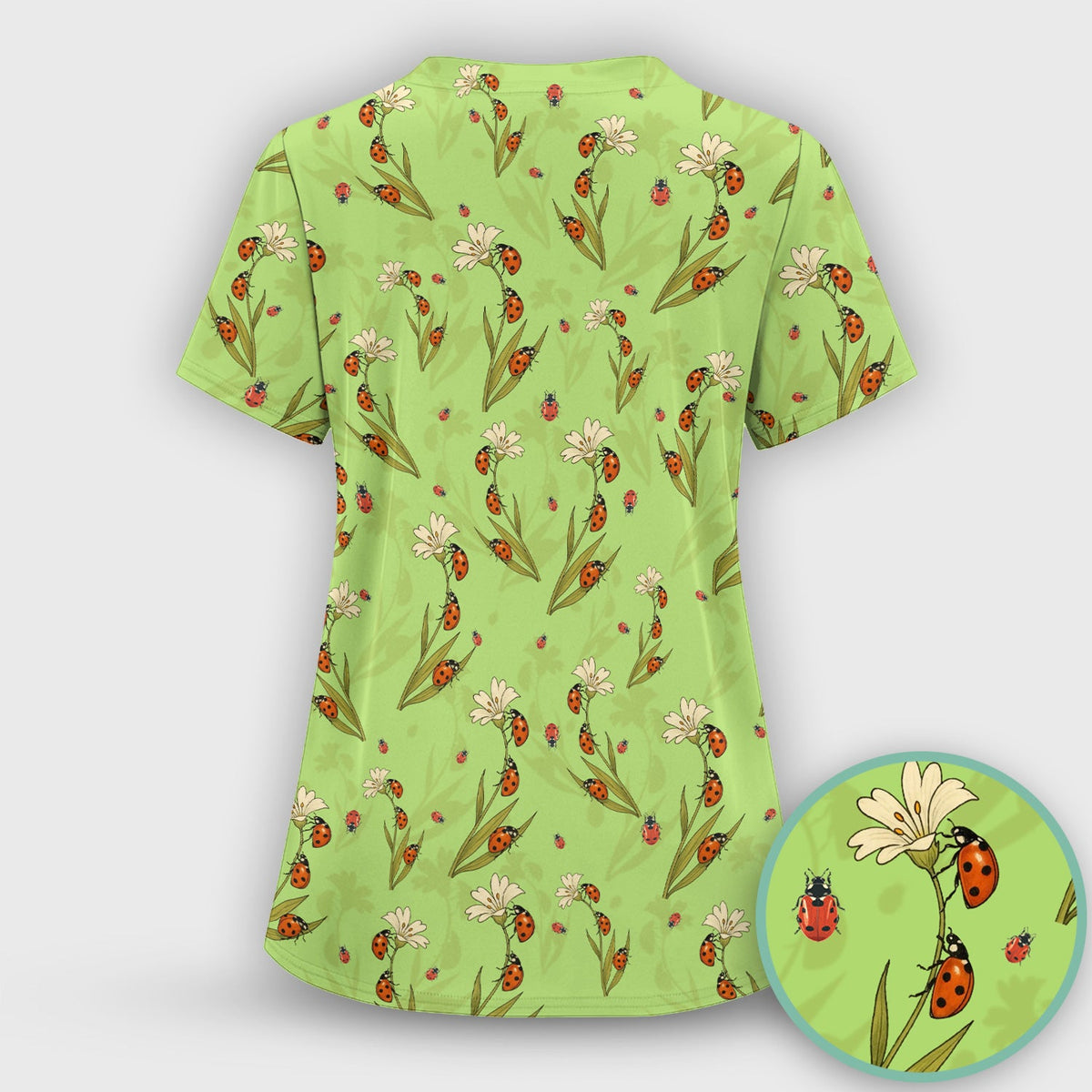 Fresh Daisy Ladybug Garden Nurse Scrub Top