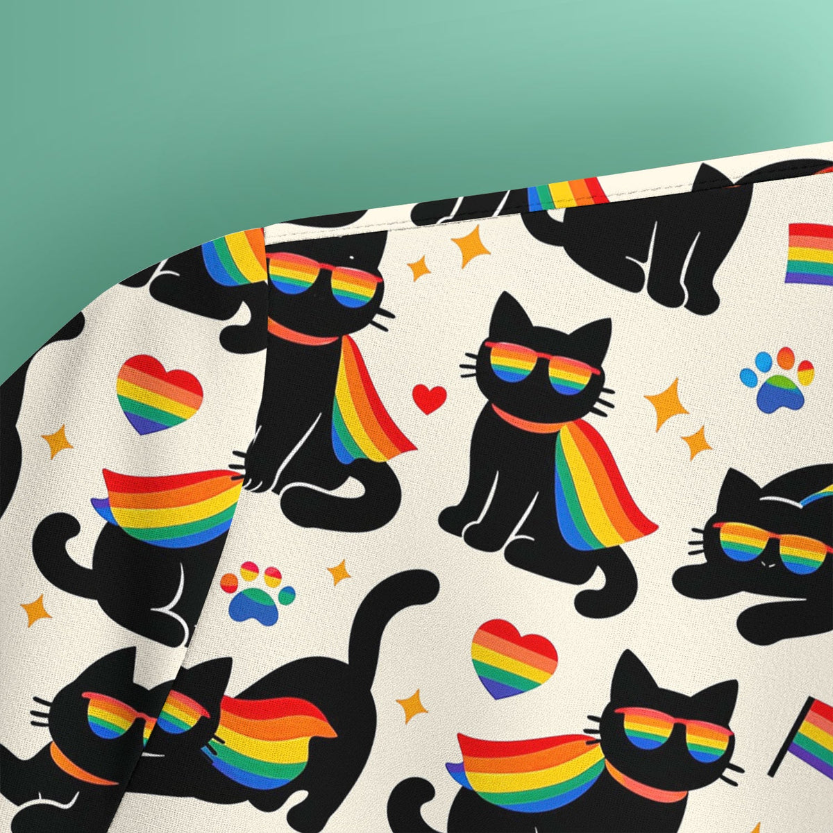Rainbow Black Cat Pride Nurse Scrub Top