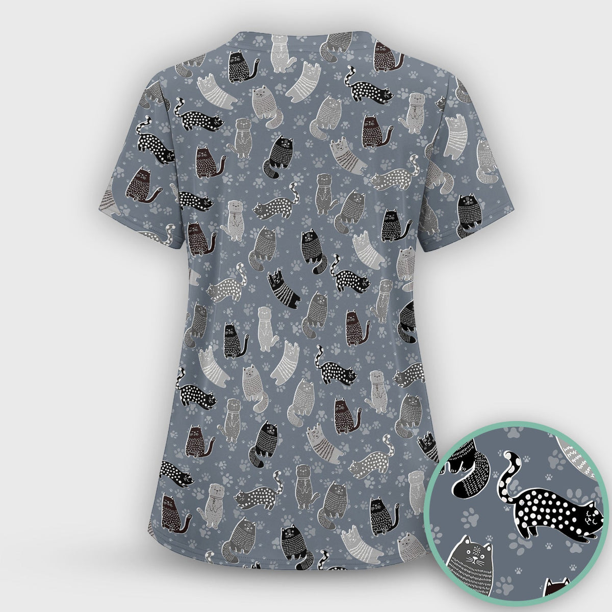 Cat Paw Print Nurse Scrub Set