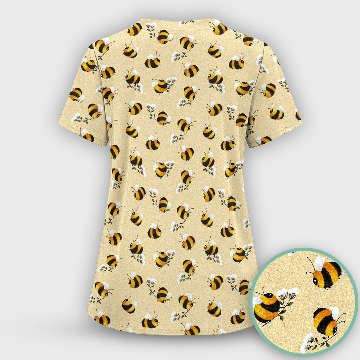 Cute Bumble Bee Blossom Nurse Scrub Top