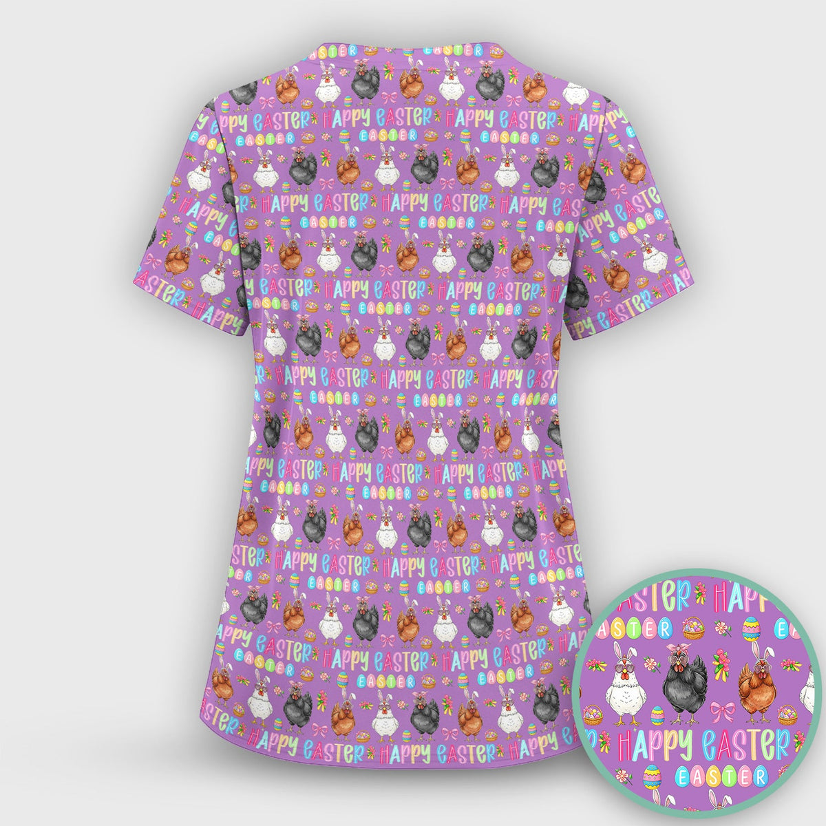 Bunny Eggs Nurse Scrub Tops - Easter Gift