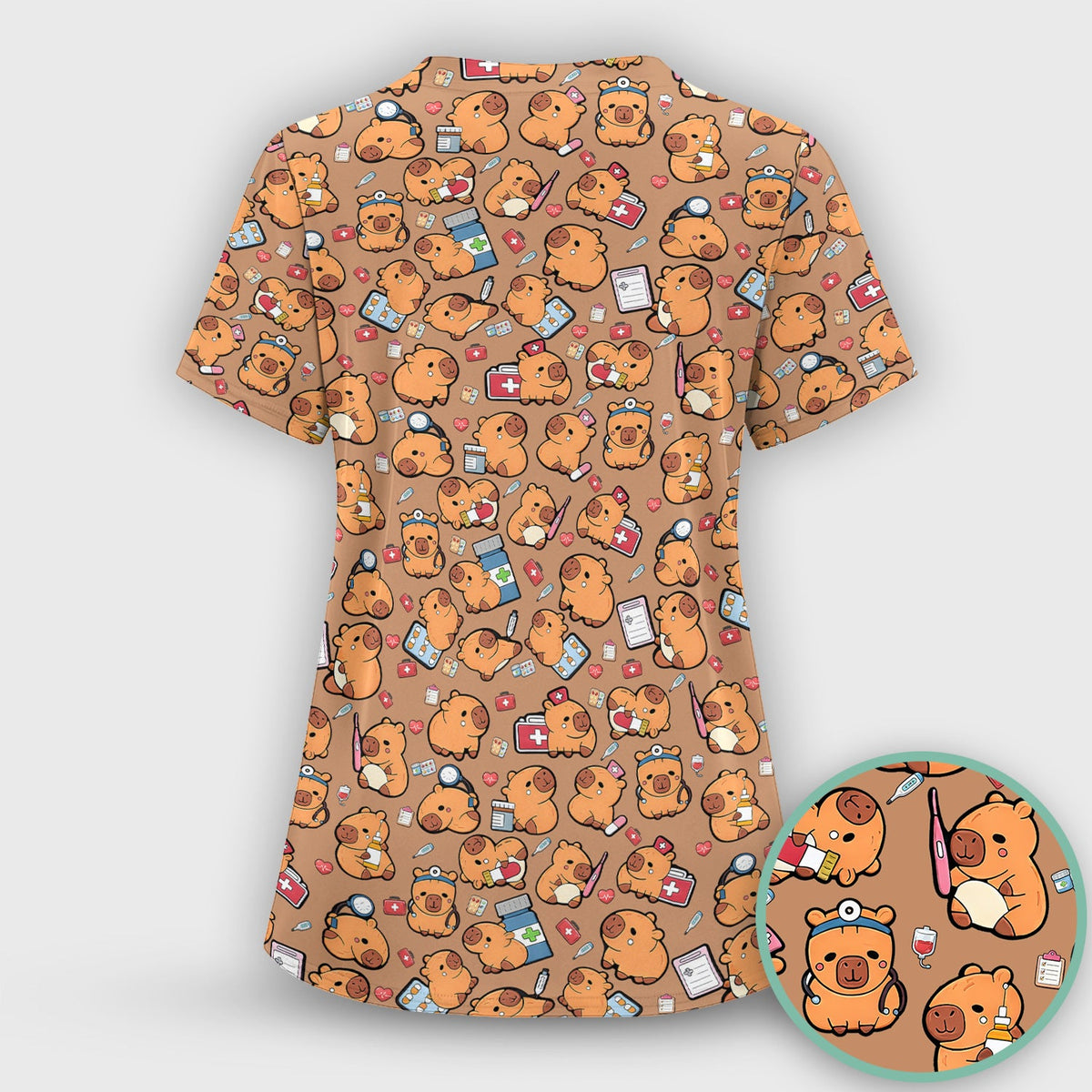 Capybara Stethoscope Medical Tools Nurse Scrub Top