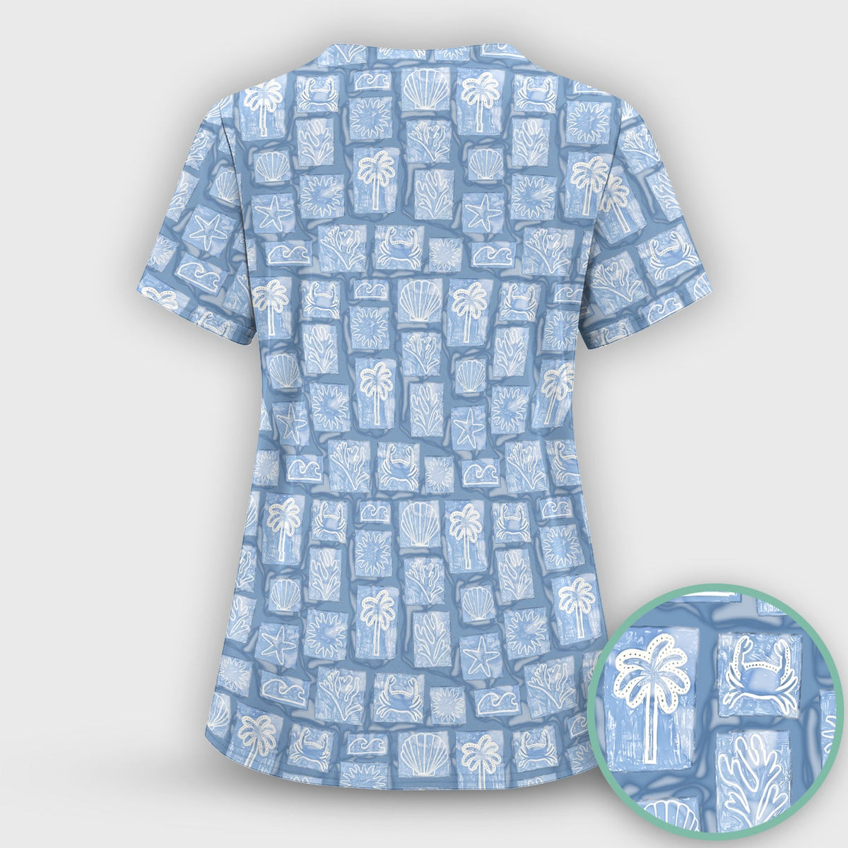 Coastal Seashell Starfish Nurse Scrub Set
