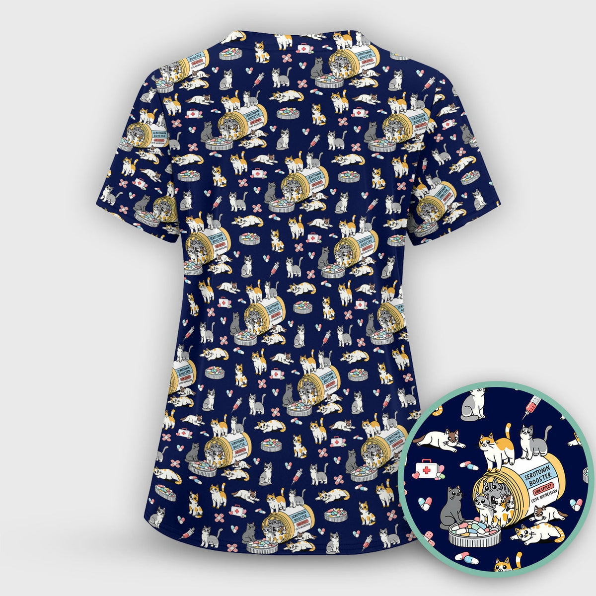Cat Serotonin Booster Nurse Scrub Top