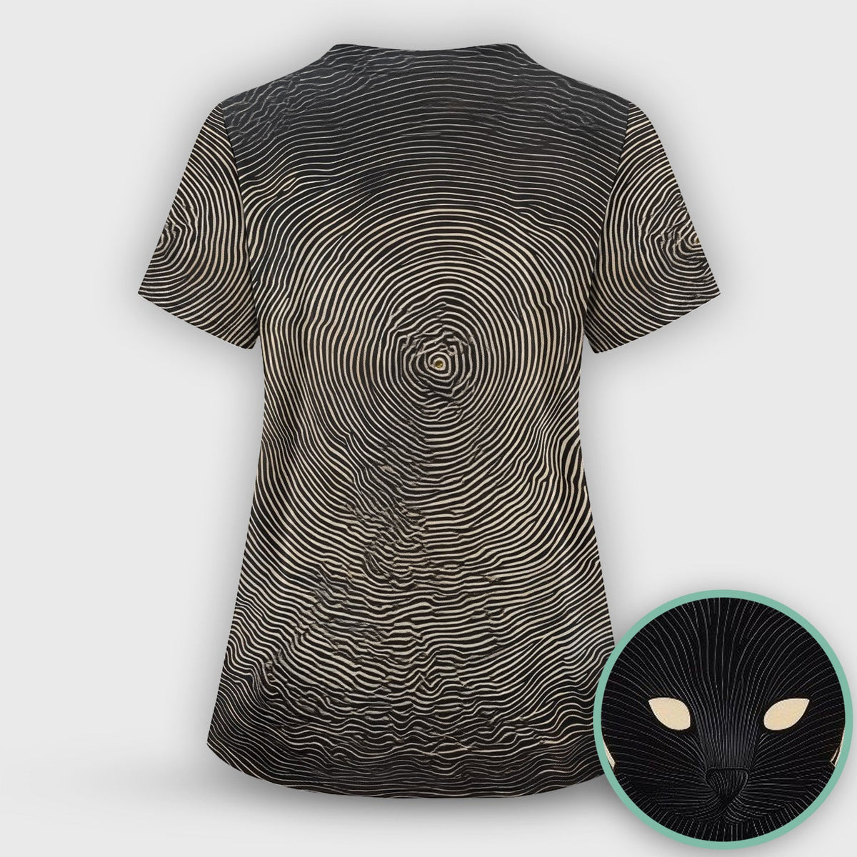 Black Cat Line Art Nurse Scrub Set