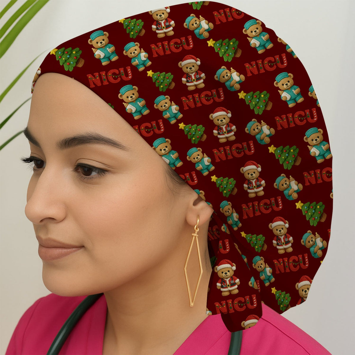 NICU Nurse Teddy Bear Scrub Cap - Christmas Gift