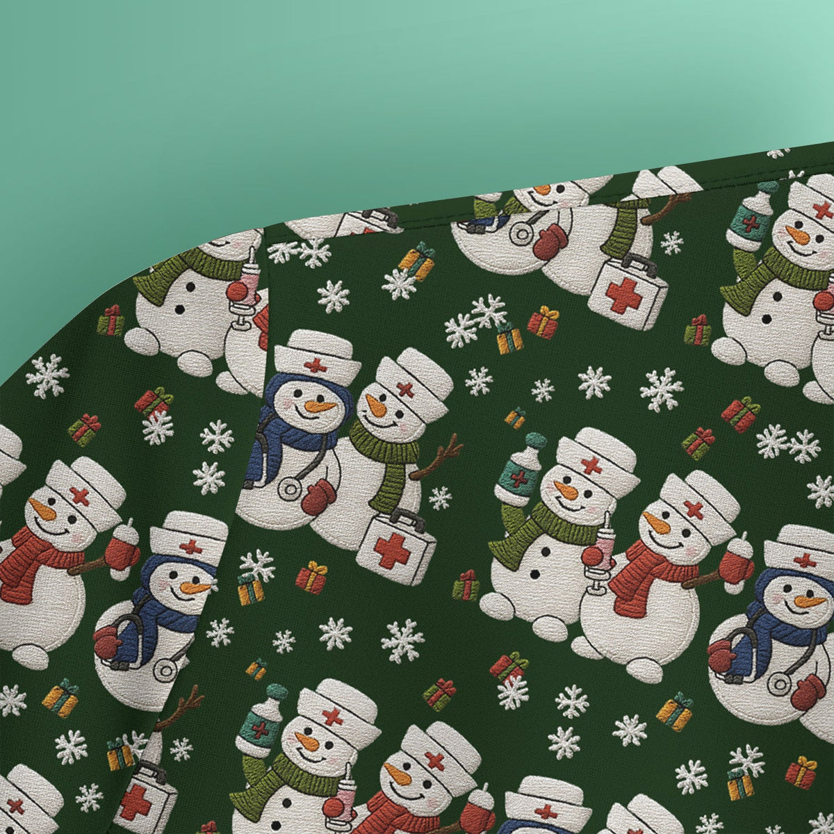 Snowman Nurse Scrub Top - Christmas Gift