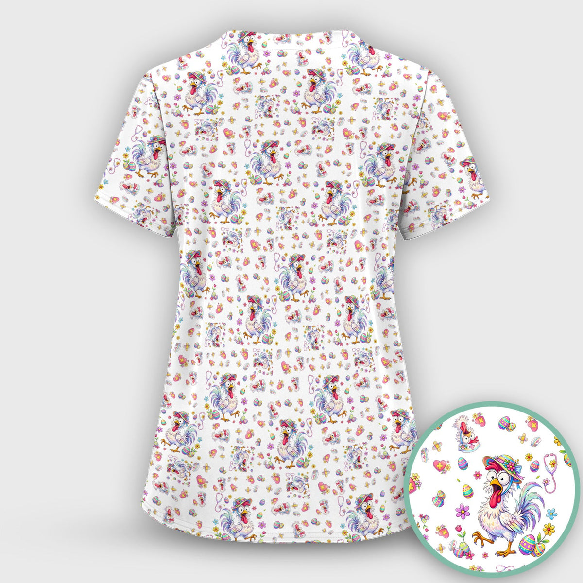 Easter Chicken Nurse Scrub Set