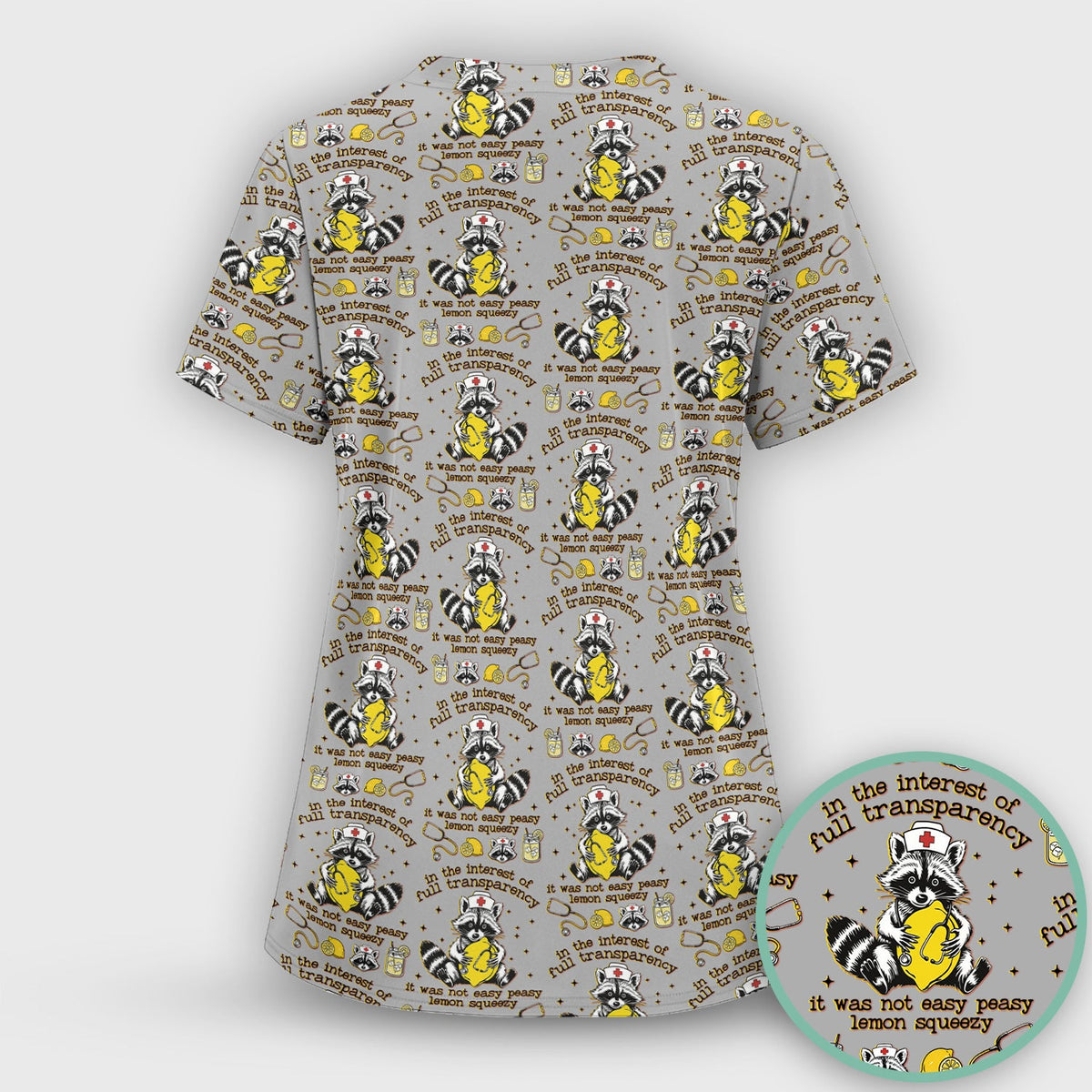 Raccoon Lemon Quote Nurse Scrub Set