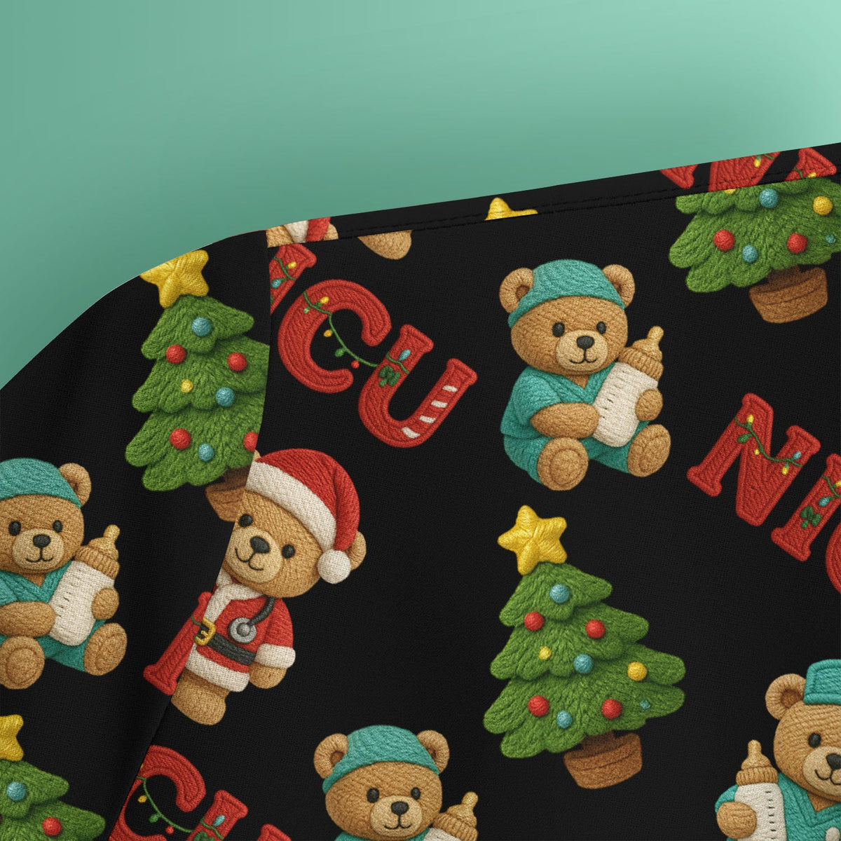 NICU Nurse Teddy Bear Scrub Top - Christmas Gift