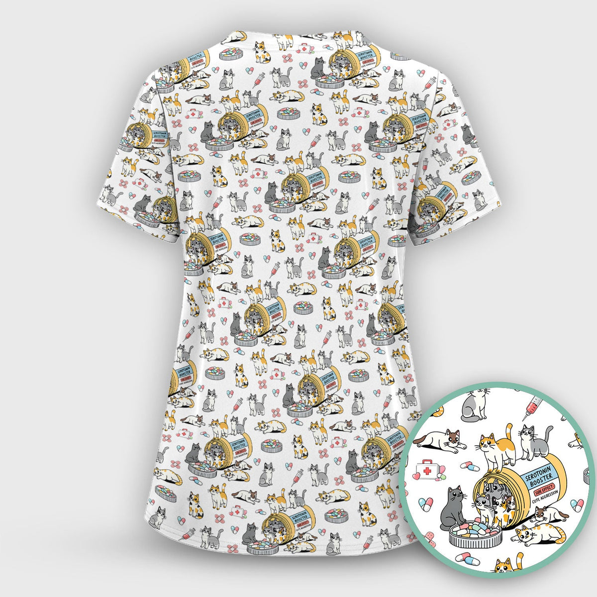 Cat Serotonin Booster Nurse Scrub Top