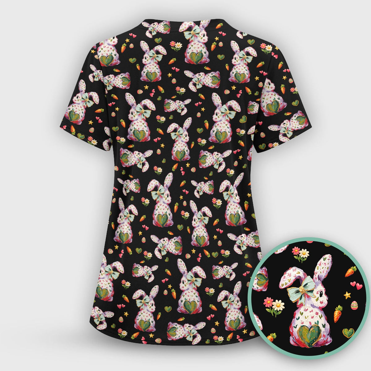 Pastel Bunny Easter Nurse Scrub Set