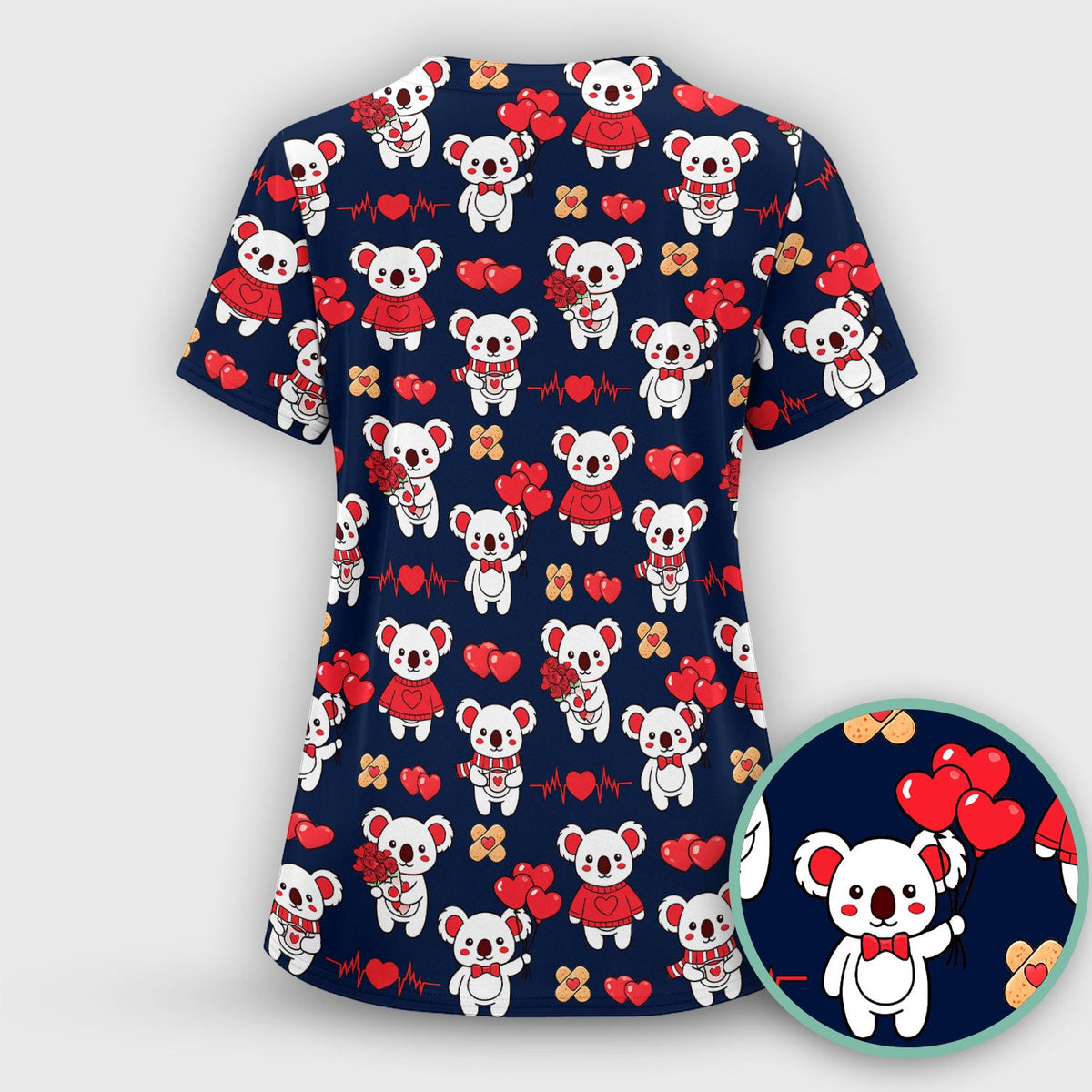 Sweet Koala Scrub Top - Valentines Day Gift For Nurse