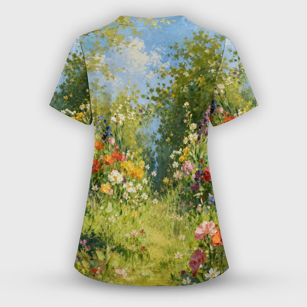 Whimsical Garden Cat Blossom Nurse Scrub Set