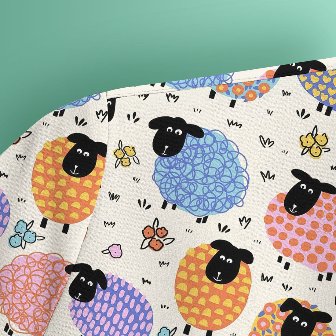 Adorable Colorful Sheep Nurse Scrub Top