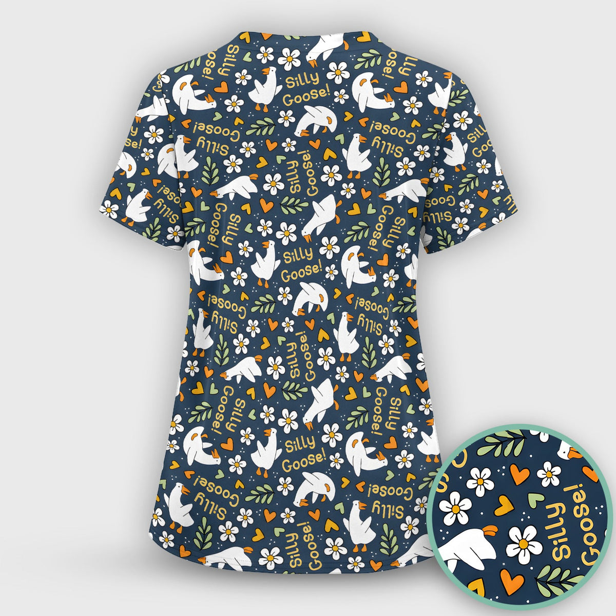 Silly Goose Floral Nurse Scrub Top
