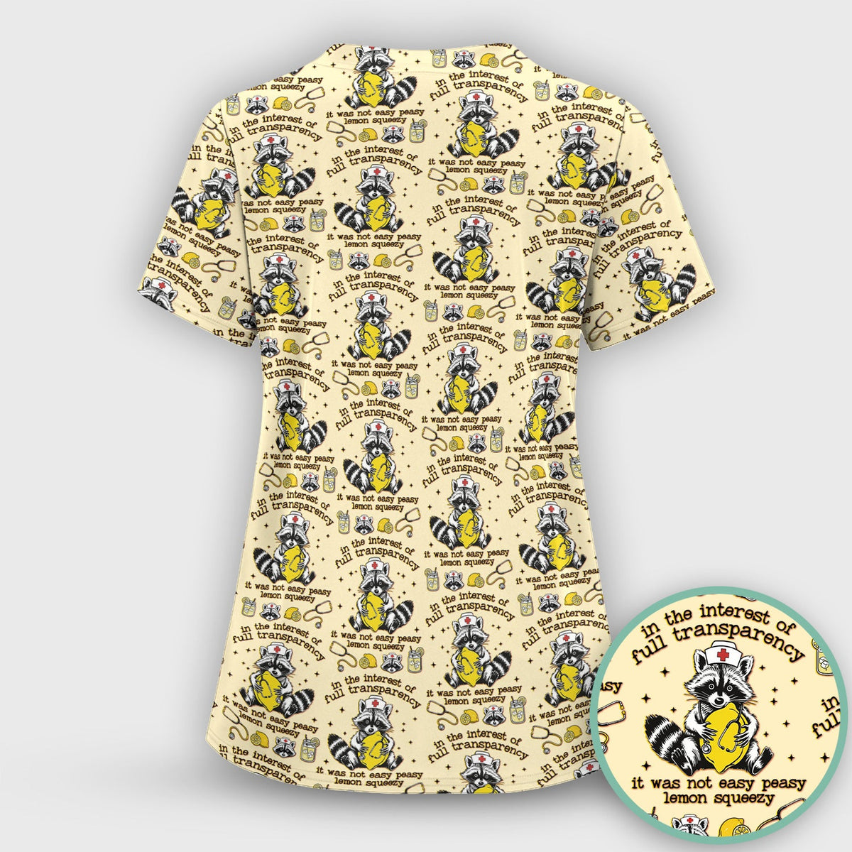Raccoon Lemon Quote Nurse Scrub Set