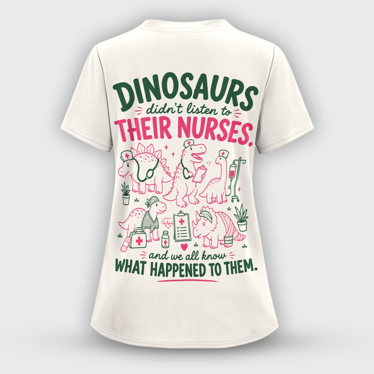 Personalized Dinosaur Nurse Scrub Top