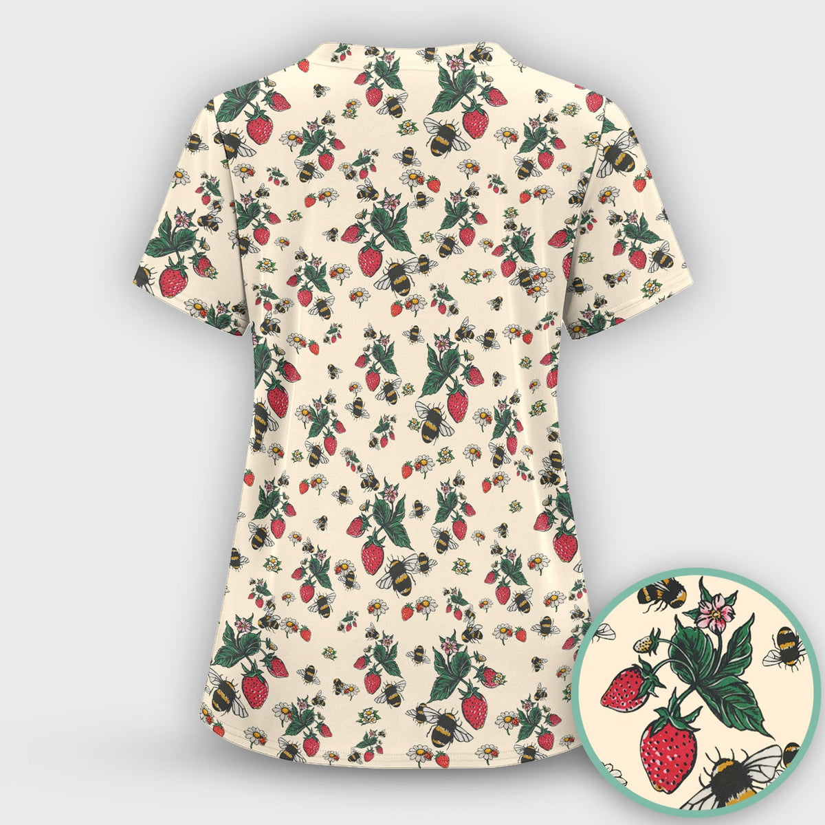 Strawberry Bee Daisy Nurse Scrub Set