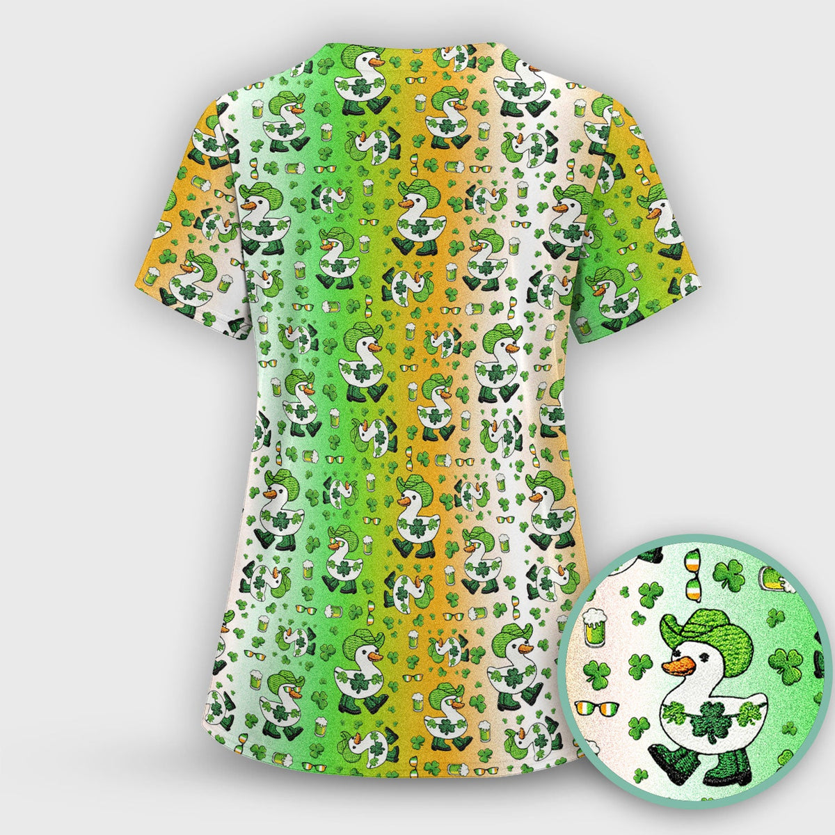 St Patrick Goose Shamrock Nurse Scrub Set