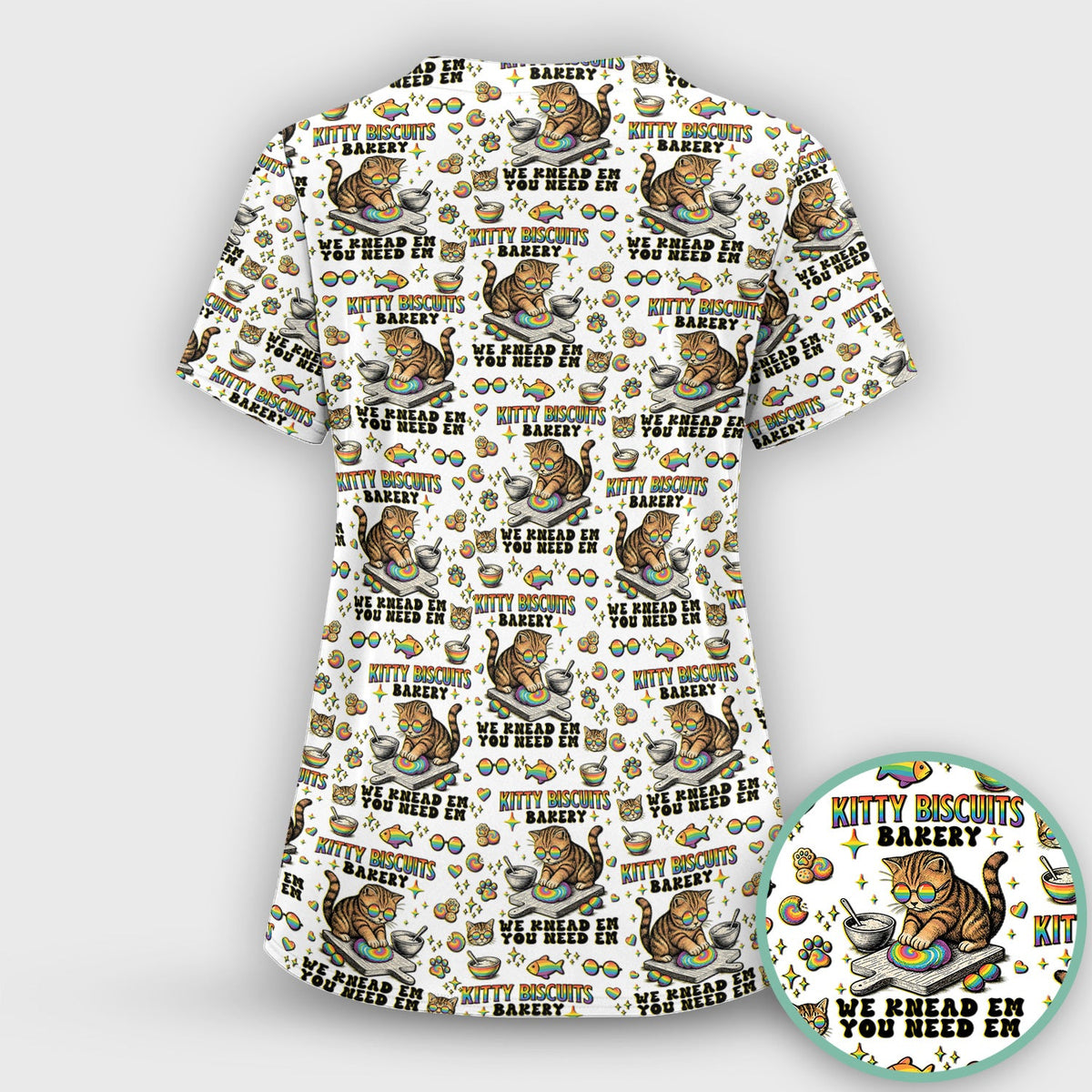 Pride Nurse Cat Baking Scrub Top