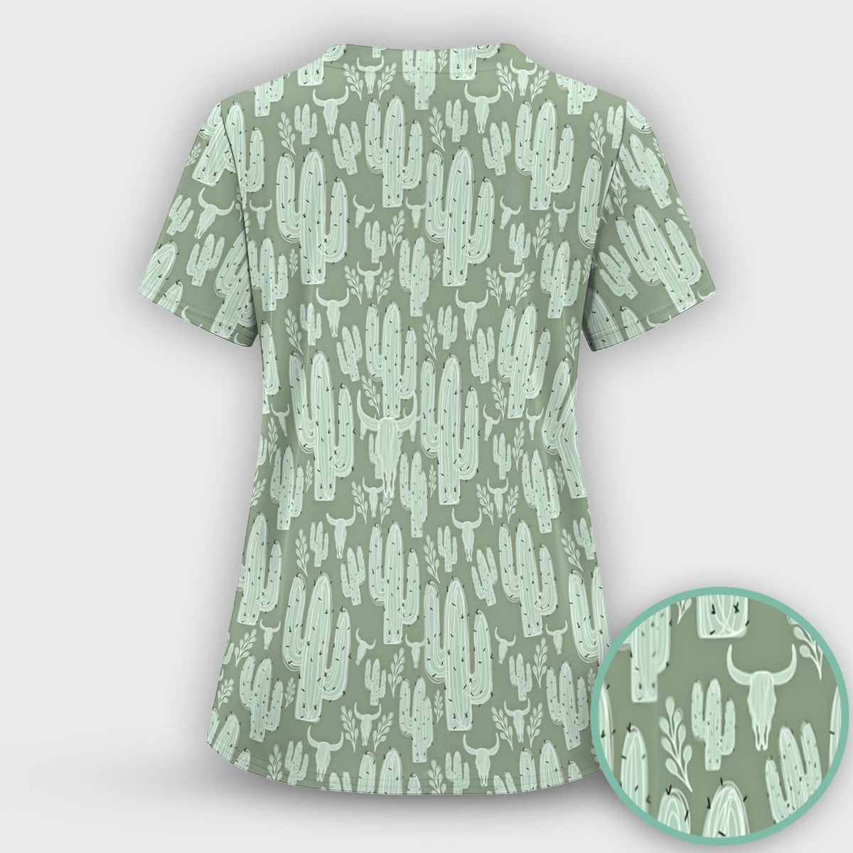 Desert Cactus Skull Nurse Scrub Set